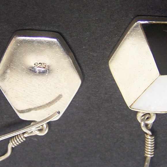 Vintage cube illusion sterling silver earrings - Picture 4 of 4